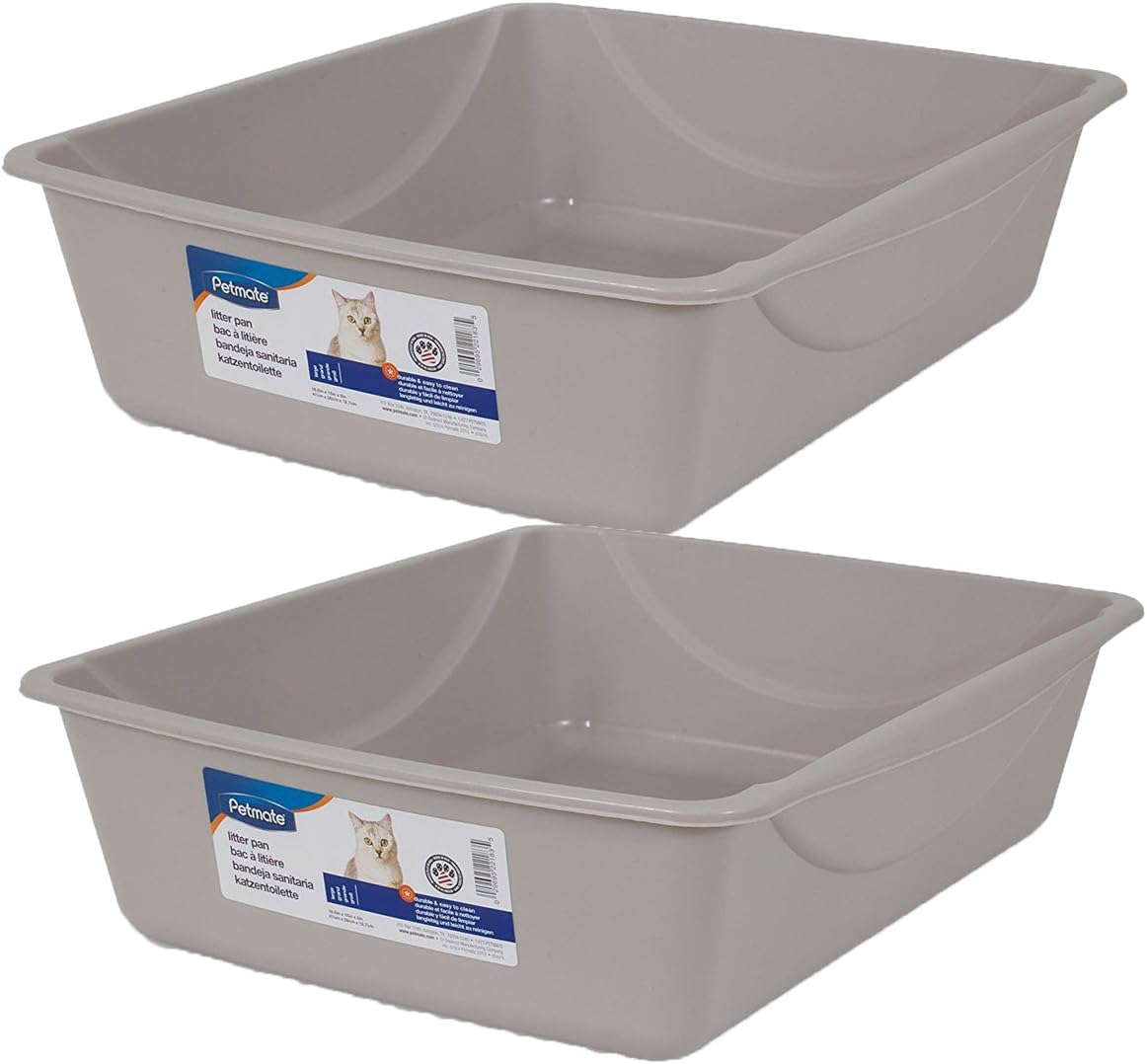 Petmate Litter Pan, Blue Mesa/ Mouse Grey, Large, 2 Pack