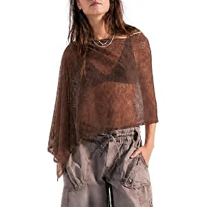 Morvella Womens Sheer Poncho Top Crochet Lace Mesh Asymmetrical Knit Shrug Lightweight Cover Up Summer 2026