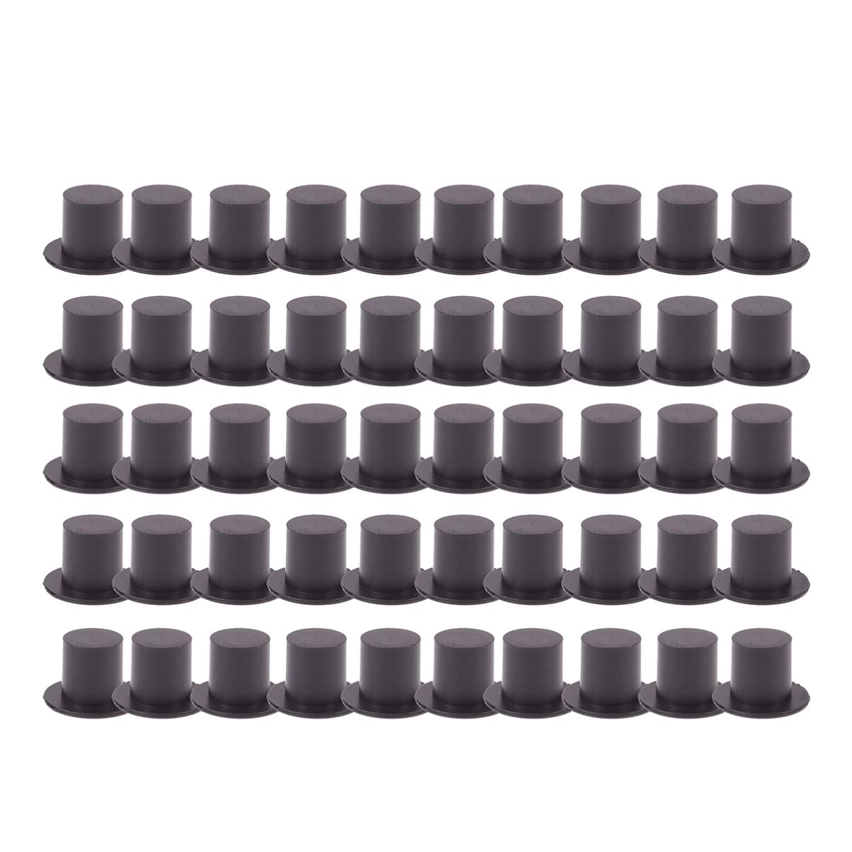 Toyvian 100pcs Mini Black Top Hats - Christmas Miniature Plastic Tops Mini Snowman Hats for Crafts DIY Supplies