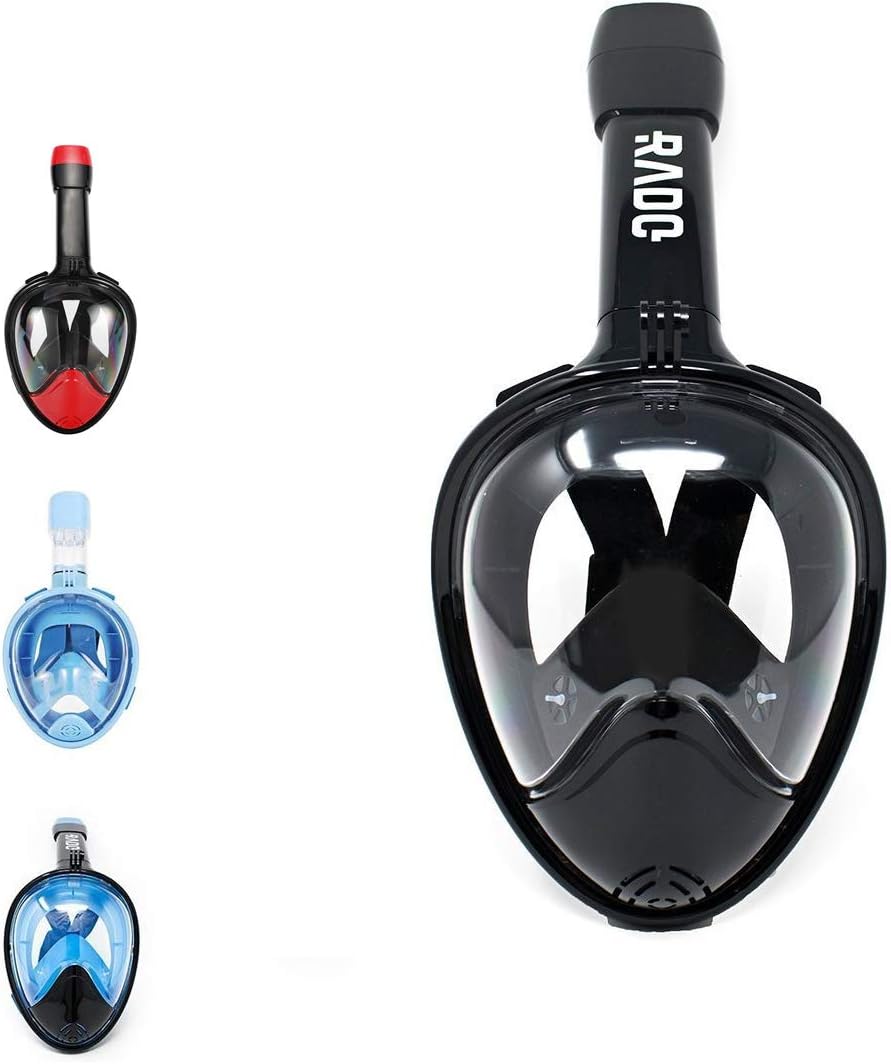 KyRush It Full Face Snorkel Mask | 180° Panoramic Views with Full Face Design | GoPro Compatible | Anti Fog and Anti Leak Protection | Tubeless Design (Black, Large-X-Large)
