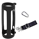LTGEM Silicone Protective Case for JBL Flip 6 Portable Bluetooth Speaker with Extra Carabiner and Strap- Black (Case Only)