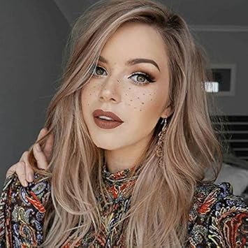 Netgo Ash Blonde Ombre Wig Long Wavy Ombre Wigs Dark Roots Side