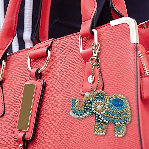 5D DIY Diamond Painting Keychain, 5 pcs Elephant Shape, Mosaic Making Full Drill Special Shape Diamond Painting Kit for Bags, Smartphone Straps, 5 Pack