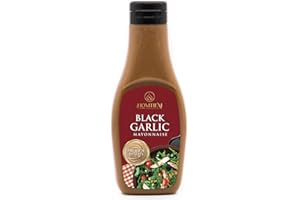 HOMTIEM Black Garlic Mayonnaise 7.04 Oz (200g), Squeeze Bottle, Gluten Free, Egg Free, Dairy Free, Vegan, Non-GMOs, for Sandwiches, Dressings, Sauces and Recipes