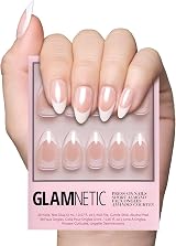 Glamnetic Mrs. Press On Nails Short Almond French Tips 30 Nail Kit 15 Sizes