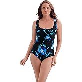 Longitude by Mimi Flamingo Women's Swimsuit Whimsical Butterfly Back Tank One Piece Swimsuit, Royal Blue, 14