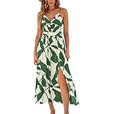 CUPSHE Women’s Long Dresses Summer Sleeveless Beach Casual Side Slit Spaghetti Straps Vacation Graduation Midi Dress