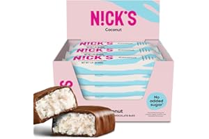 N!CK'S NICKS Coconut Keto Chocolate Candy Bars No Added Sugar 160 Calories, 3.0 Net carbs, Gluten Free Sweets Low carb Candy Snack Bar (Multipack 15x40g)