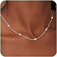 FUNEIA Dainty Silver Gold Necklaces for Women Trendy Non Tarnish 14K Gold Plated Cubic Zirconia Necklace Layered Cute Butterfly Heart Station Choker Necklace Stack for Wedding Prom Brides Jewelry