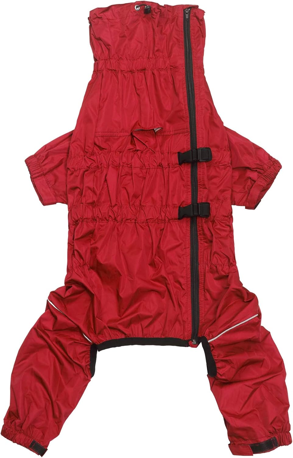 Dog raincoats waterproof dog coats with legs raincoat for dogs reflective stripe dog rain coat for small medium breeds - Red - S - Image 4