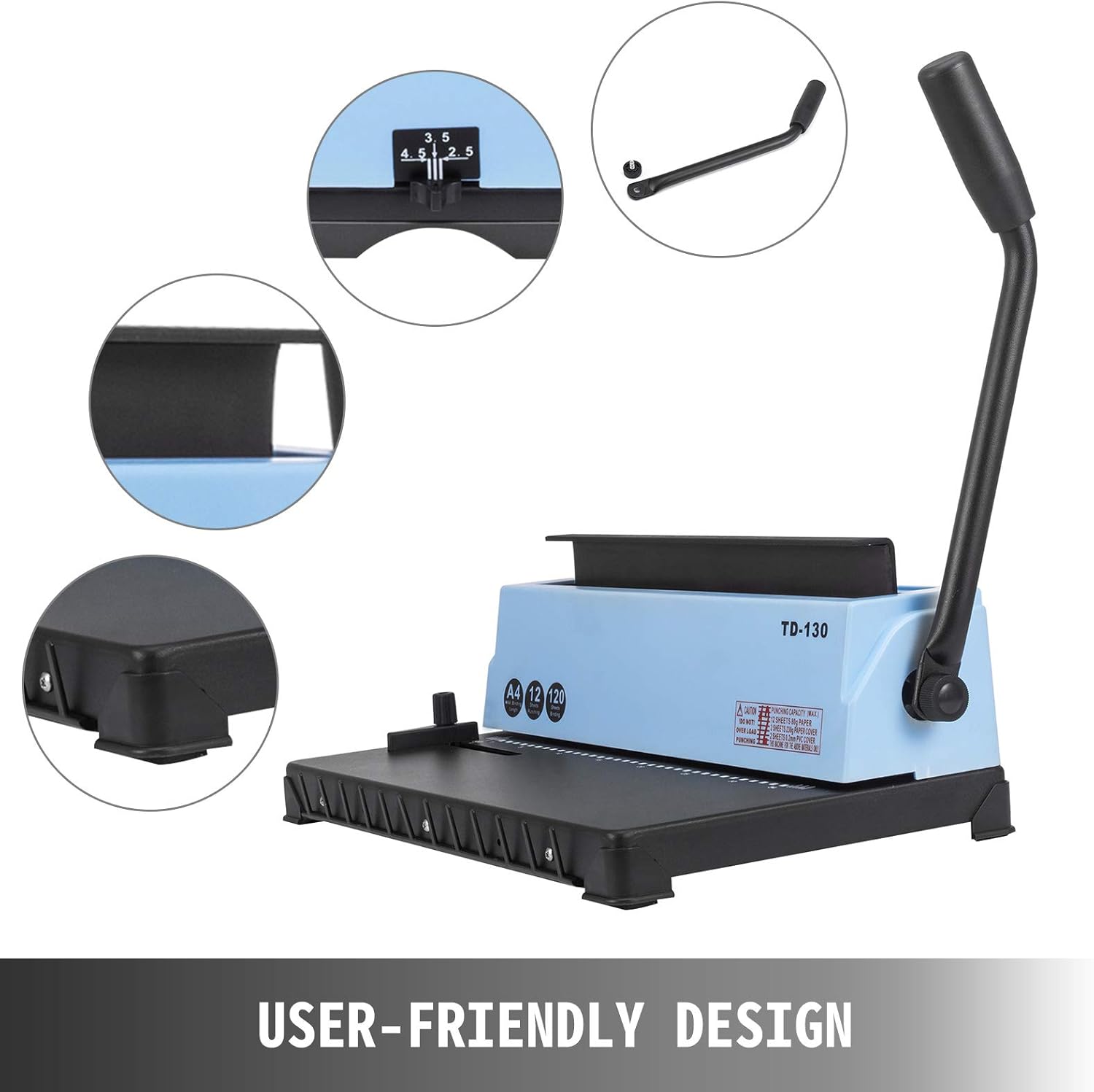 VEVOR Manual Coil Binding Machine with Electric Coil Insert er 34 Holes 120 Sheet of A4 Papers Spiral Coil Book Binding Machine : Office Products