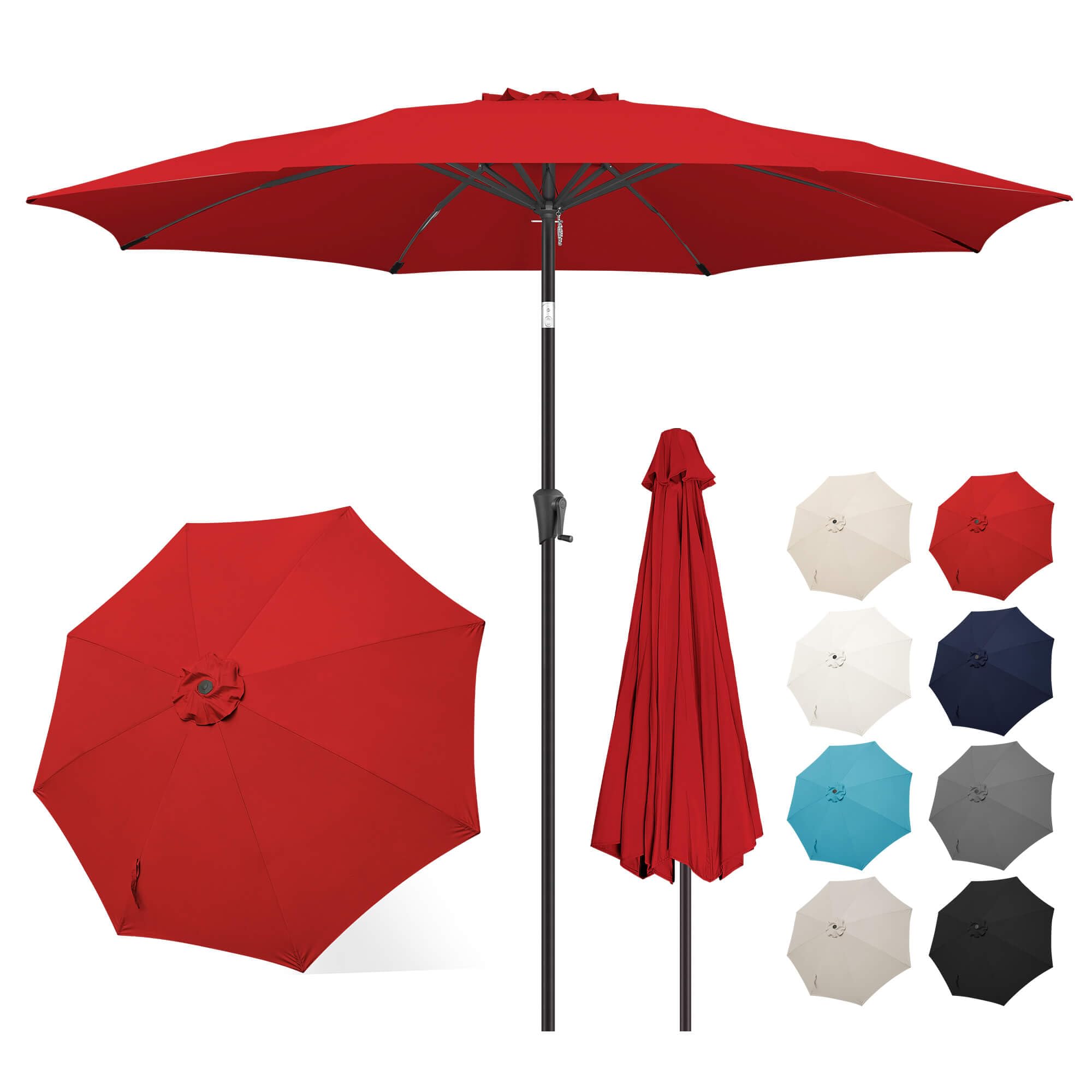 Photo 1 of ****he's missing a stick ***11 ft Patio Umbrella - Table Umbrella Outdoor with Push Button Tilt and Crank, UV Protection, 8 Sturdy Ribs, Market Umbrella for Garden, Deck, Backyard, Lawn, Pool and Beach(Red)