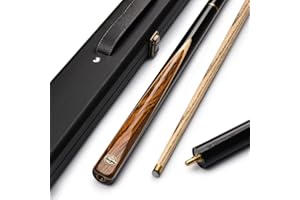 pindaprda Wooden Handmade Snooker Cue, 3/4 Joint Pool Cue Stick, 57" 19oz Professional Billiard Cue with 10mm Tip, Dark Color