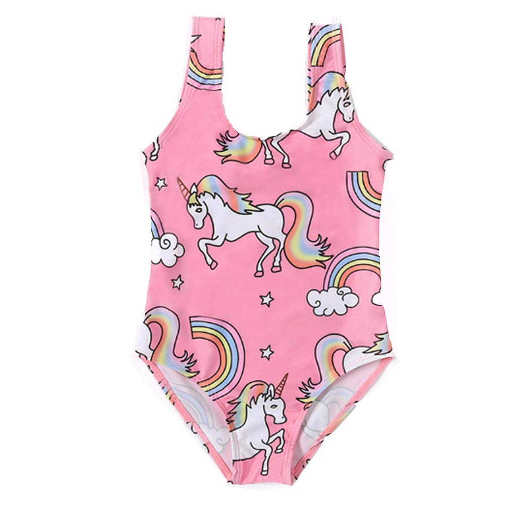 Rauoawby Girls Unicorn Swimwear Kids Unicorn Print Swimsuit- One Piece Hawaii Bikinis Summer Beach Bathing Suit