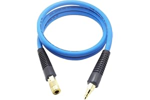 YOTOO Hybrid Lead in Air Hose 3/8-Inch by 6-Feet 300 PSI Heavy Duty, Lightweight, Kink Resistant, All-Weather Flexibility with Bend Restrictors, 1/4-Inch Industrial Quick Coupler and Plug, Blue