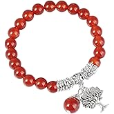 SUNYIK Handmade Round Stone Stretch Bracelet for Women Men, 7" Strand