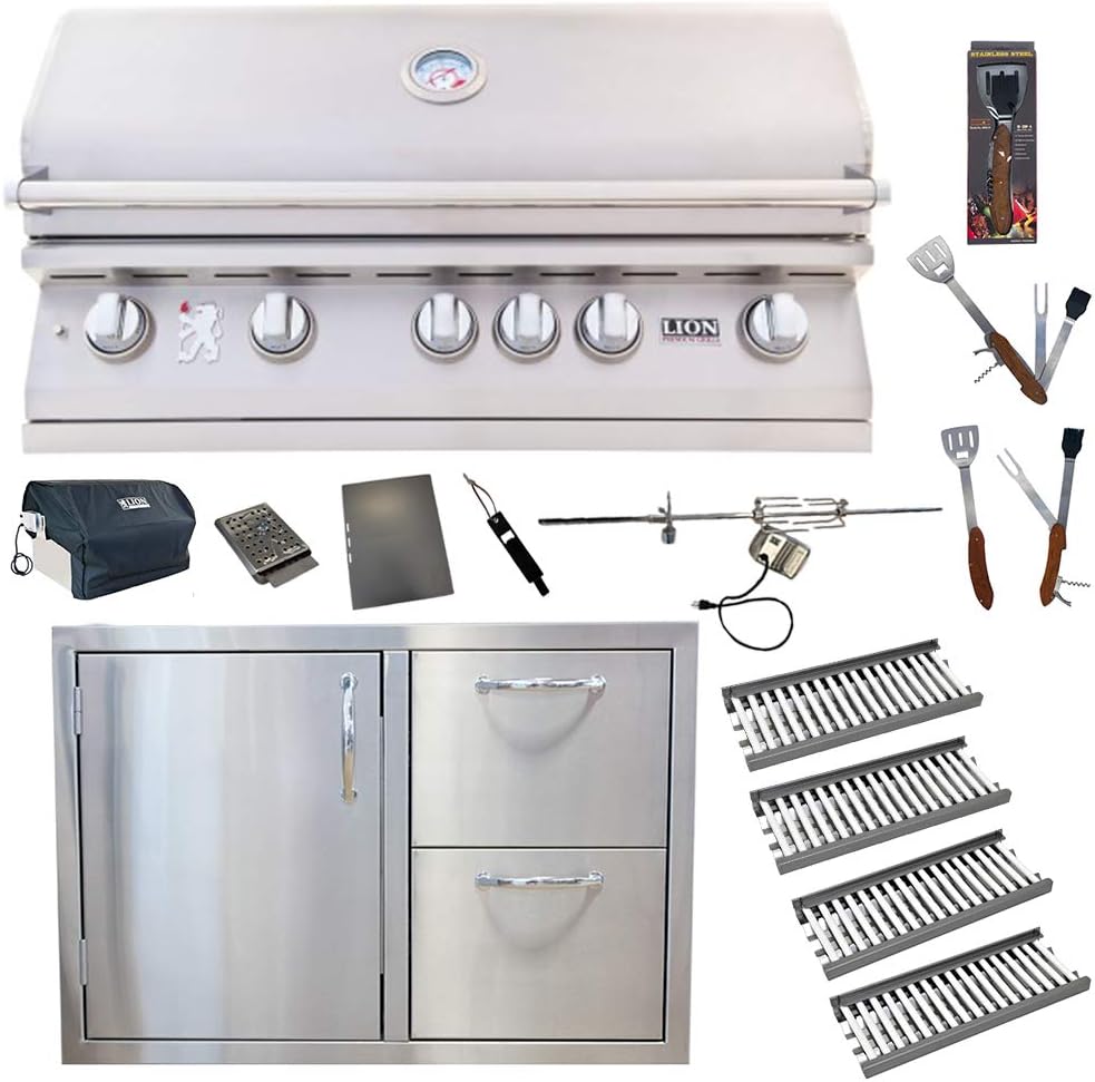 Review Lion Premium Grills 40Inch Natural Gas Grill L90000 with 4 x