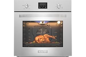 Empava 24 inch Built-In LPG Single Wall Oven with Convection and Rotisserie 5 Cooking Modes, Knob and Touch Control, LED Display, Stainless Steel