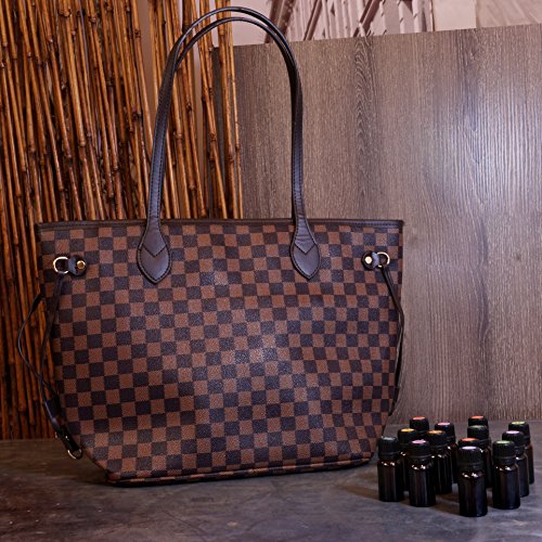 Got Oil Supplies Essential Oils Travel Bag - Organizer Tote with 16 Storage Pouches for Oil Bottles - Checkered Brown & Black Purse for Accessories and Containers - Thumbnail 5