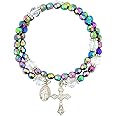 CB Acrylic Prayer Bead Rosary Wrap Bracelet with Miraculous Medal, 8 Inch