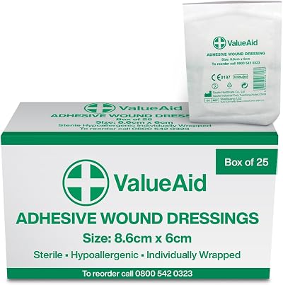 Value Aid Adhesive Wound Dressings 8.6cm x 6cm Box of 25
