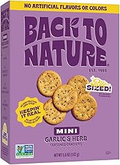NEW Back to Nature Garlic & Herb Mini Seasoned Crackers, Non-GMO, Plant-Based Snack Cracker, Snack Happy, 5 oz Box