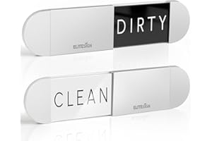 EliteSign Clean Dirty Magnet Dishwasher Sign, Magnetic Dishwasher Clean Dirty Sign, Stainless Steel Dish Washer Signs, Extra Adhesive Tapes Included