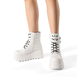 DREAM PAIRS Women Platform Combat Ankle Boots Goth