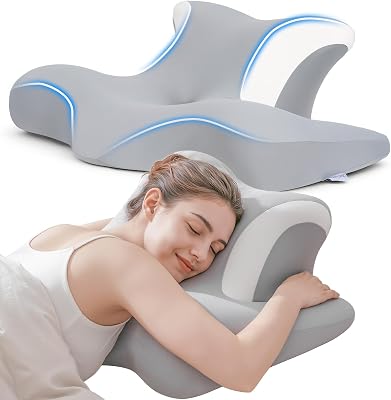 Cuscino Cervicale per Dormire in Memory Foam, Grigio