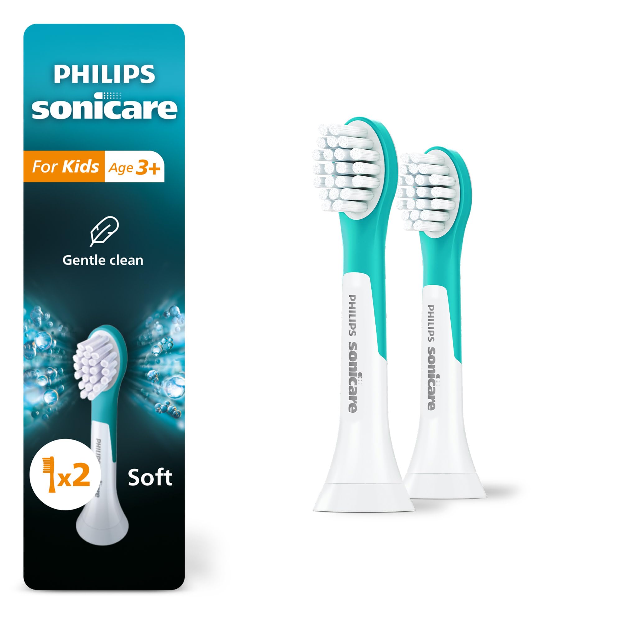 Photo 1 of *Piece broken* Philips Sonicare for Kids - Genuine Replacement Electric Toothbrush Heads, Compact Size, for Kids Aged 3+, 2 Pack, HX6032/94