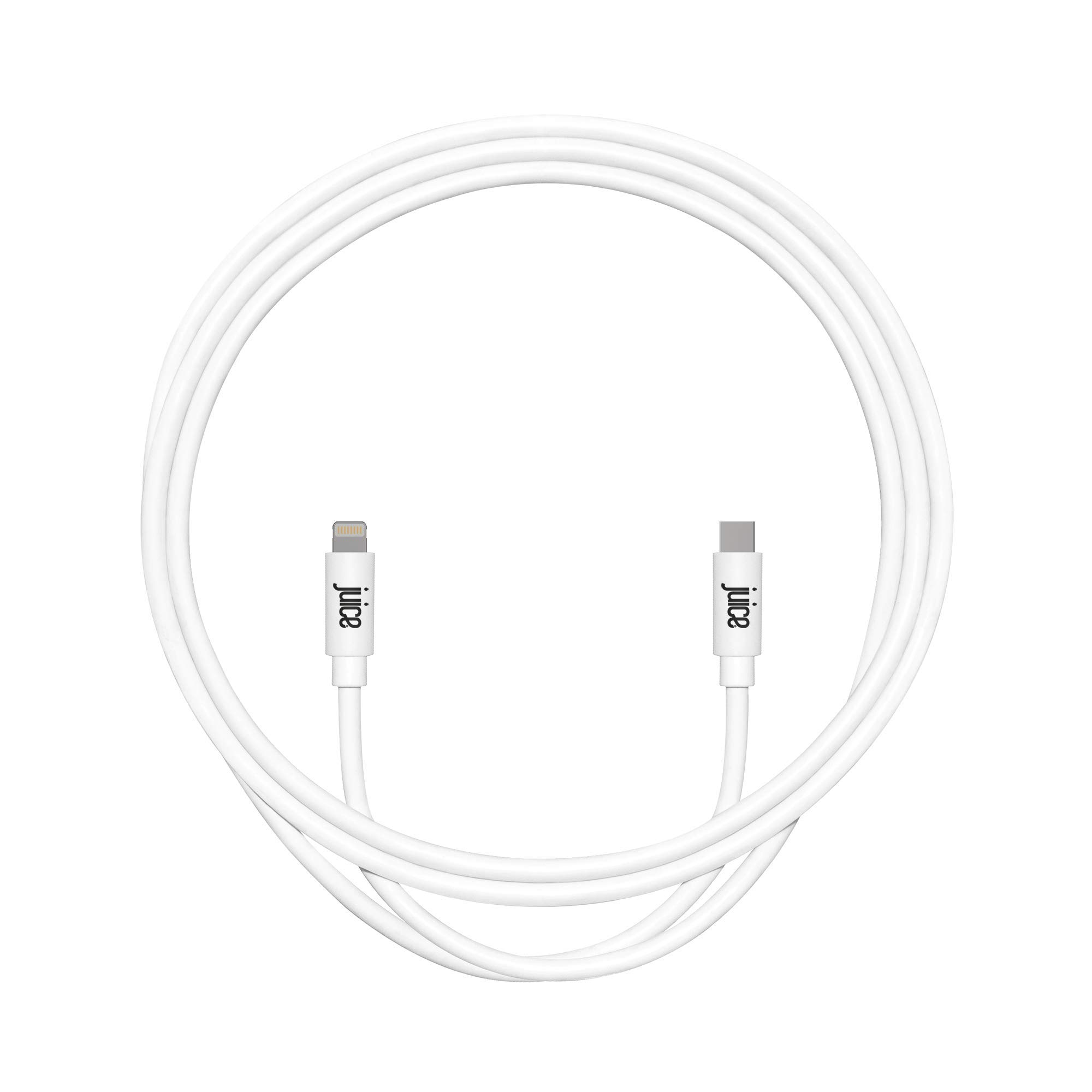 Juice Apple Lightning to Type C 1m Charger and Sync Cable for Apple iPhone 13, 13 Pro, 12, 12 Mini, SE, 11, XS, XR, X, 8, 7, 6, 5, iPad, Pro, Air, Mini, Airpods Pro - White