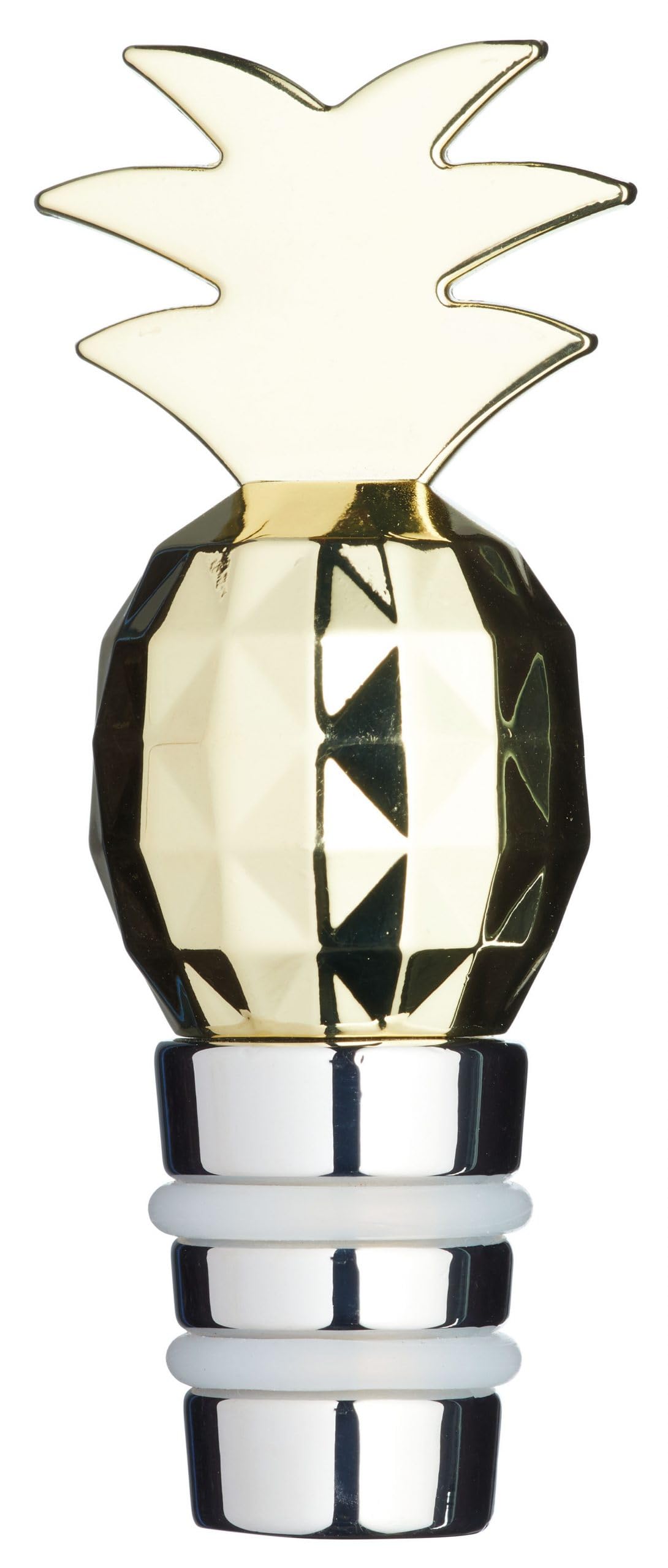 BarCraft BCWSTPAPPLE Novelty Wine Bottle Stopper, Pineapple Design, In Gift Box, Metal, Gold Coloured
