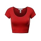 Fifth Parallel Threads Basic Short Sleeve Crop Top BRIGHTRED M