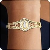 J&H DiaJuvelo Virgin Mary Bracelet for Women Catholic Trendy Cubic Zirconia Christian Dainty Charm Rhinestone Gold Jewelry Mujer Virgen de Guadalupe Pulseras Holy Gifts