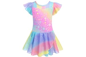 Zaclotre Girls Ballet Leotards Ruffle Sleeve Sparkle Dance Leotard Toddler Ballerina Dress Outfits