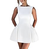 BORIFLORS Women's Sexy Ruched Bodycon Mini Dress Boat Neck Corset Cocktail Party Short Dresses