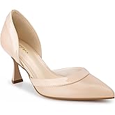 DIFEMA Kitten Heels for Women Closed Pointed Toe Women's Dress Shoes Comfortable Low Heels Party Wedding Work Pumps,Light Nude,11