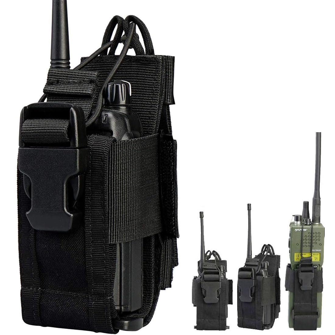 Litensh Tactical Radio Holster, MOLLE Radio Pouch Bag, Universal Adjustable Walkie Talkie Holder Case Military Radio Holder for Duty Belt, Police Radio Pack Bag for GPS Two Way Radio