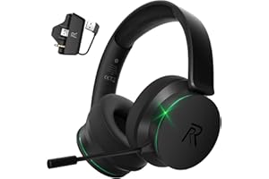 RYR Wireless Gaming Headset for Xbox Series X|S, Xbox One, PS5, PS4, Mac, Bluetooth 5.3, 3D Surround Sound, Rotatable Earmuffs, Gaming Headphones with Noise Canceling Microphones-Blackgreen