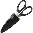 Wiltshire Staysharp Scissors, Kitchen Scissors with Built-in Sharpener, Sharp at All Times, Slim Design Scabbard, Pull-Apart, Soft Touch Handles for Easy Cleaning, Black, 10-Year Guarantee