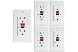 OMEENET 20 Amp GFCI Outlet, Tamper Resistant, Weather Resistant, Self Test GFI Receptacle, 20Amp Ground Fault Circuit Interrupter Outlet for Indoor or Outdoor Use, UL Listed(5 Pack)