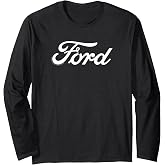 Ford - White Script Logo Long Sleeve T-Shirt