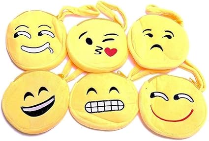 gaju Soft Material Smiley Pouches - Return Gifts for Kids Birthday(Pack of 6)