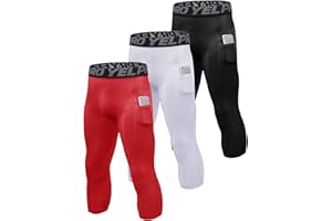 Yuerlian Men’s 3/4 Compression Pants Athletic Tights Sports Baselayer Running Workout Leggings with Pocket