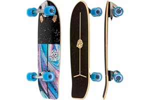 Flow Surf Skates Cruiser - 29"x10" 7-Ply North American Maple Deck, Carving Truck, Fully Assembled, Supports up to 275 lbs for Surf-Like Carving