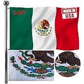 Jayus Embroidered Double Sided Mexico Flags 3x5 FT Outdoor - 340D Vivid Colors Heavy Duty Nylon Mexican MX National Flag Banner with 2 Grommets