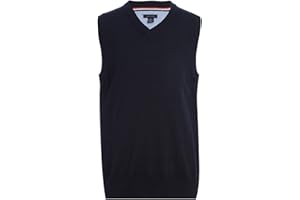 Tommy Hilfiger Boy's Sleeveless V-neck Sweater Vest, Kids School Uniform Clothes, Pullover