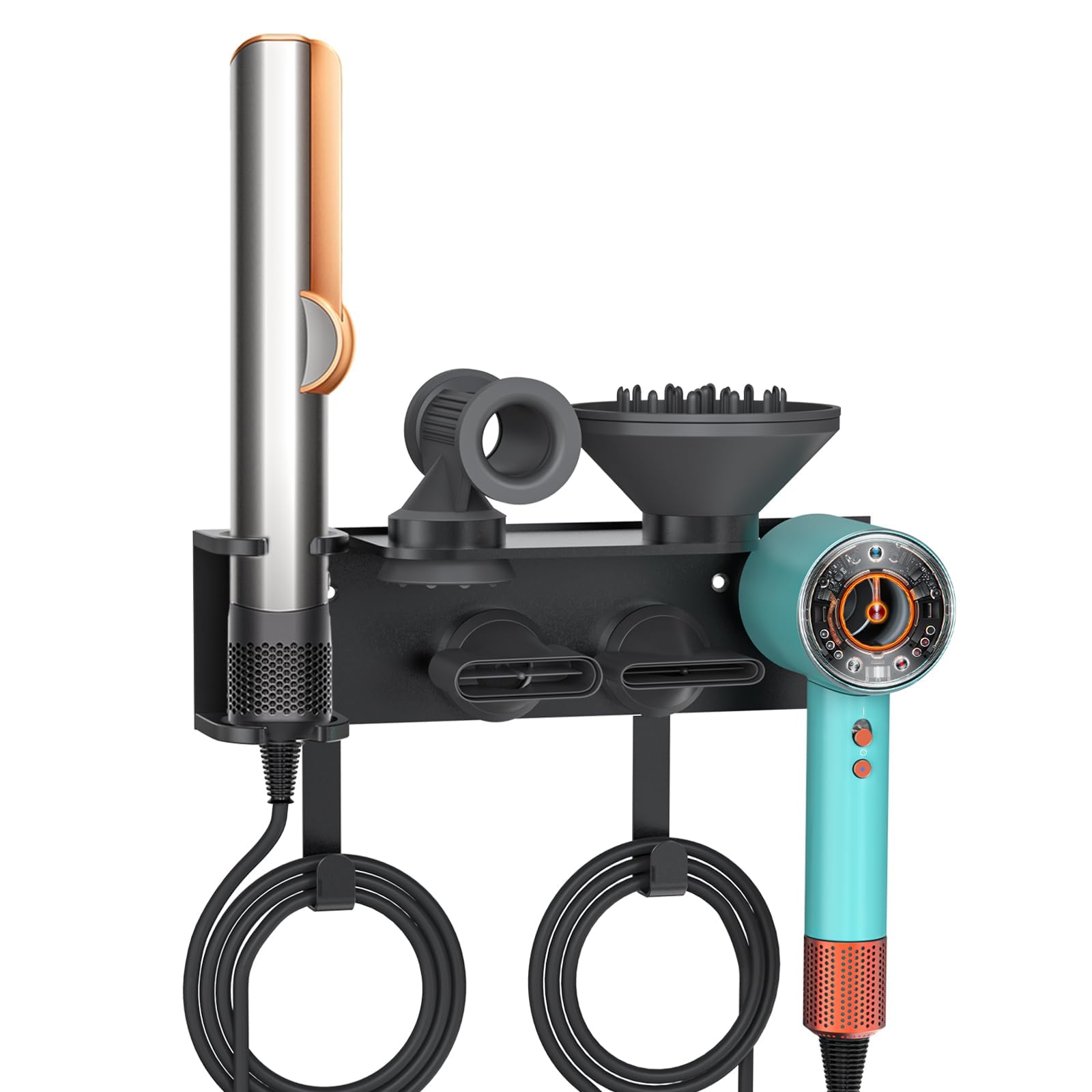 Photo 1 of Affogato Hair Dryer Holder Wall Mount Compatible with Dyson Supersonic HD16 Airwrap Straightener, 2 in 1 Airstrait Organizer Stand, Metal Blow Dryer Attachments Storage Rack for Bathroom and Salon