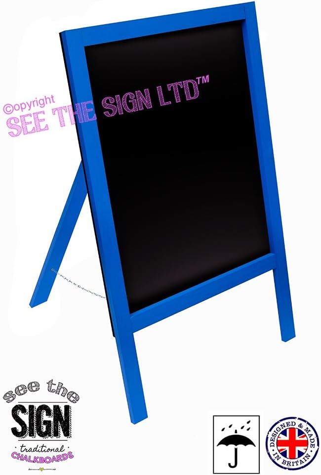 Large Heavy Duty Single Sided Blue Waterproof A Frame Sandwich Board Sign Menu Chalkboard 1000MM X 610MM On Street Advertising Blackboard Pavement Display