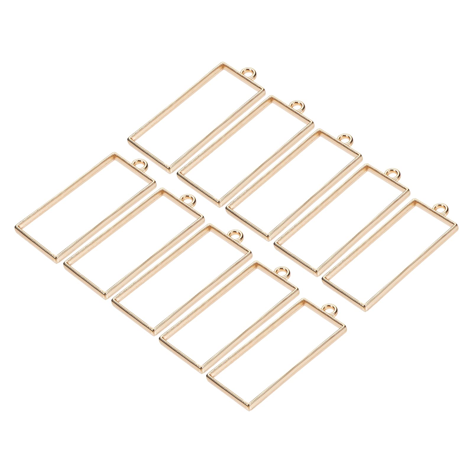 M METERXITY 10 Pack Open Bezels for Resin - Hollow Frames Alloy Lengthen Lengthen Rectangle Shaped, Apply to DIY Crafts Pendants Pressed Flowers (Gold Tone)